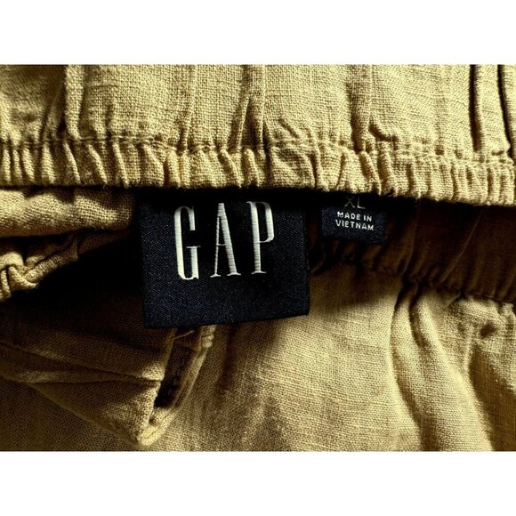 GAP Linen-Blend Pull-On Elastic Waist Shorts Cashew Crunch Brown Pockets XL NEW - Picture 4 of 6